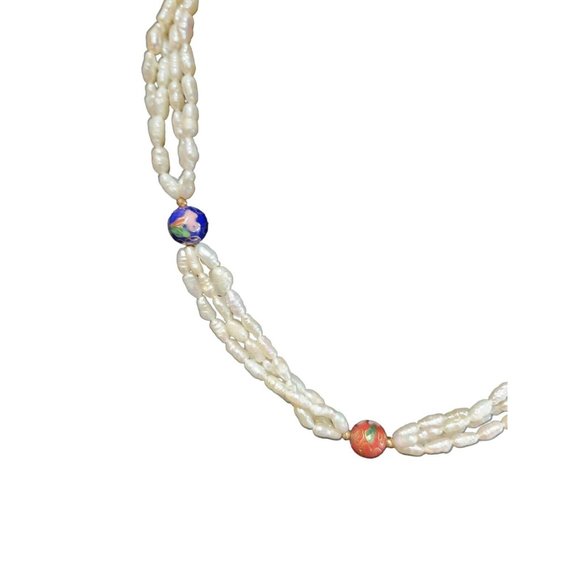 Pearl Strand Necklace And Bracelet 14 K Gold Clasp cloisenne beads - Picture 2 of 10